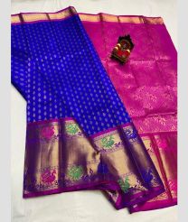 Royal Blue and Pink kuppadam pattu sarees with Jari Border design