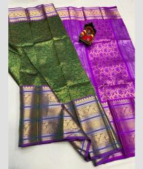 Olive and Magenta kuppadam pattu sarees with Jari Border design