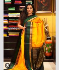 Mango Yellow and Pine  Green kuppadam pattu sarees with Temple Border design