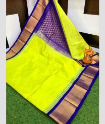 Emerald Green and Purple kuppadam pattu sarees with Temple Border design