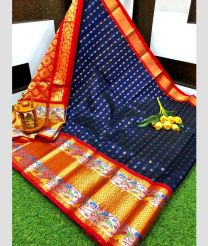 Navy Blue and Red kuppadam pattu sarees with Paithani Border design
