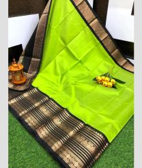 Parrot Green and Black kuppadam pattu sarees with Paithani Border design