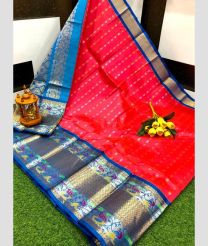 Pink and Blue kuppadam pattu sarees with Paithani Border design
