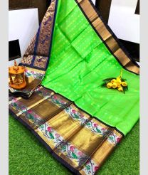 Emerald Green and Black kuppadam pattu sarees with Paithani Border design