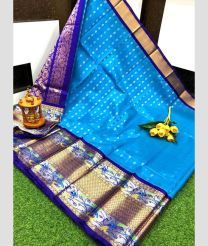 Blue and Royal Blue kuppadam pattu sarees with Paithani Border design