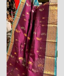 Magenta and Turquoise kuppadam pattu sarees with Kanchi Border design