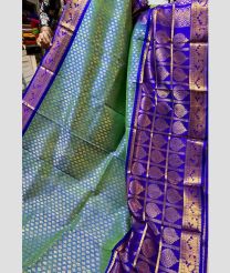 Fern Green and Royal Blue kuppadam pattu sarees with Kanchi Border design