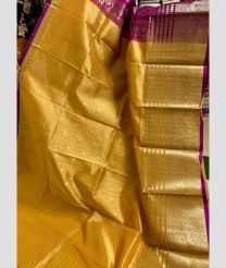 Golden Yellow and Magenta kuppadam pattu sarees with Kanchi Border design