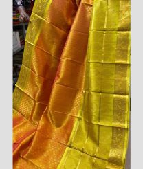 Lite Orange and Lite Parrot Green kuppadam pattu sarees with Kanchi Border design