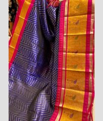 Navy Blue and Pink kuppadam pattu sarees with Kanchi Border design