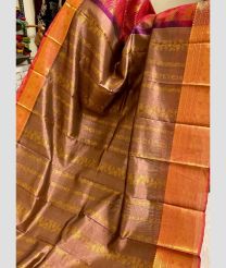 Brown and Orange kuppadam pattu sarees with Kanchi Border design