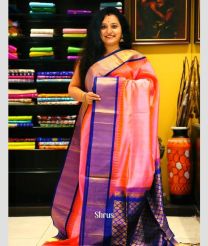 pink colour kuppadam pattu sarees with Temple Border design