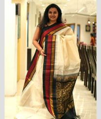ice cream colour kuppadam pattu sarees with Temple Border design