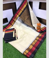 white colour kuppadam pattu sarees with Temple Border design