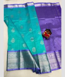 purple and cyan colour kuppadam pattu sarees with All over design