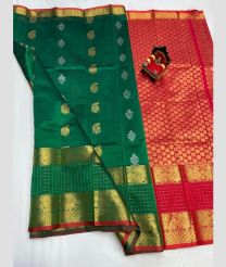 blue and brown colour kuppadam pattu sarees with All over design
