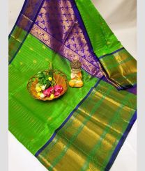 green and brown colour kuppadam pattu sarees with Kanchi Border design