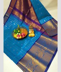 blue and brown colour kuppadam pattu sarees with Kanchi Border design