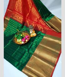 green and magenta colour kuppadam pattu sarees with Kanchi Border design