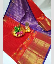 blue and magenta colour kuppadam pattu sarees with Kanchi Border design