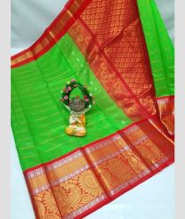 green and maroon colour kuppadam pattu sarees with Kanchi Border design