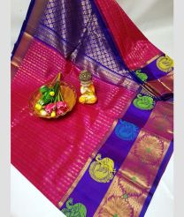 magenta colour kuppadam pattu sarees with Kanchi Border design