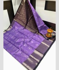 violet and silver colour kuppadam pattu sarees with Kanchi Border Desing design