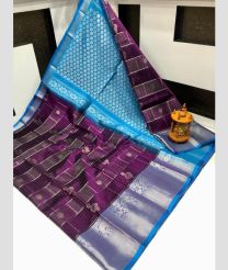 blue and purple colour kuppadam pattu sarees with Kanchi Border Desing design