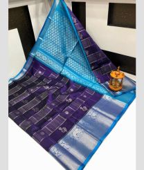 silver and purple colour kuppadam pattu sarees with Kanchi Border Desing design