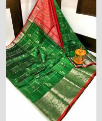 green and magenta colour kuppadam pattu sarees with Kanchi Border Desing design