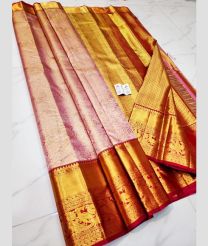pink and gold colour kuppadam pattu sarees with All over design