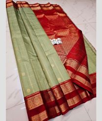 brown and  grey colour kuppadam pattu sarees with All over Buttas design