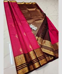 magenta colour kuppadam pattu sarees with All over Buttas design
