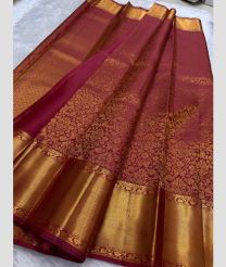 brown and purple colour kuppadam pattu sarees with All over design