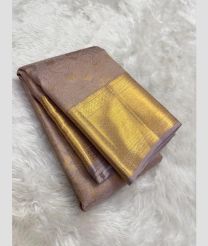 brown and light purple colour kuppadam pattu sarees with All over design