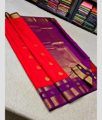 red and purple colour kuppadam pattu sarees with All over design