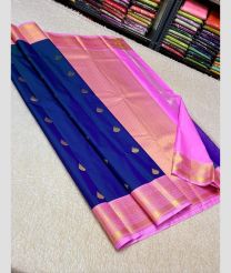 blue and pink colour kuppadam pattu sarees with All over design