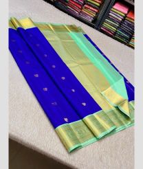 blue and brown colour kuppadam pattu sarees with All over design