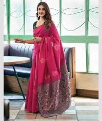 Pink and Grey lichi sarees with All over Buttas design