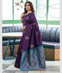 Purple and Lite Blue lichi sarees with All over Buttas design