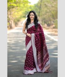 Burgundy and Silver lichi sarees with Jacquard Border design