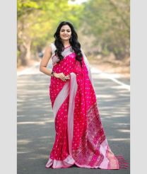 Pink and Silver lichi sarees with Jacquard Border design