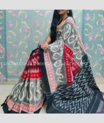 Grey and Red linen sarees with All over Digital Printed design - LINS0004047