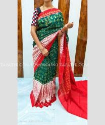 Teal and Red linen sarees with All over Digital Printed design - LINS0004050