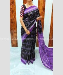 Black and Purple linen sarees with All over Digital Printed design - LINS0004057
