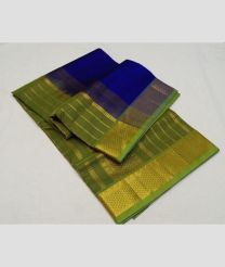 Leafy Green and Royal Blue madisar sarees with All over Lines design