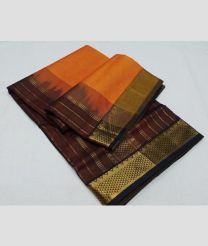 Orange and Dark Maroon madisar sarees with All over Lines design