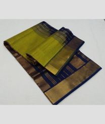 Leafy Green and Navy Blue madisar sarees with All over Lines design