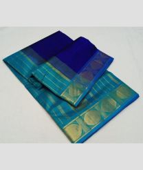 Blue Turquoise and Royal Blue madisar sarees with All over Lines design