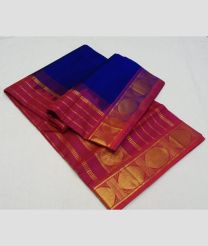 Royal Blue and Deep Pink madisar sarees with All over Lines design
